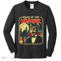 Night Of The Vampurr Funny Cat Halloween Kids Long Sleeve Shirt thumb 0