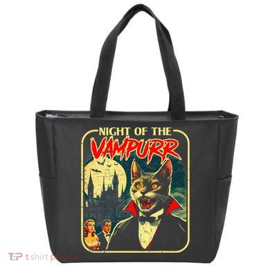 Night Of The Vampurr Funny Cat Halloween Tote Bag
