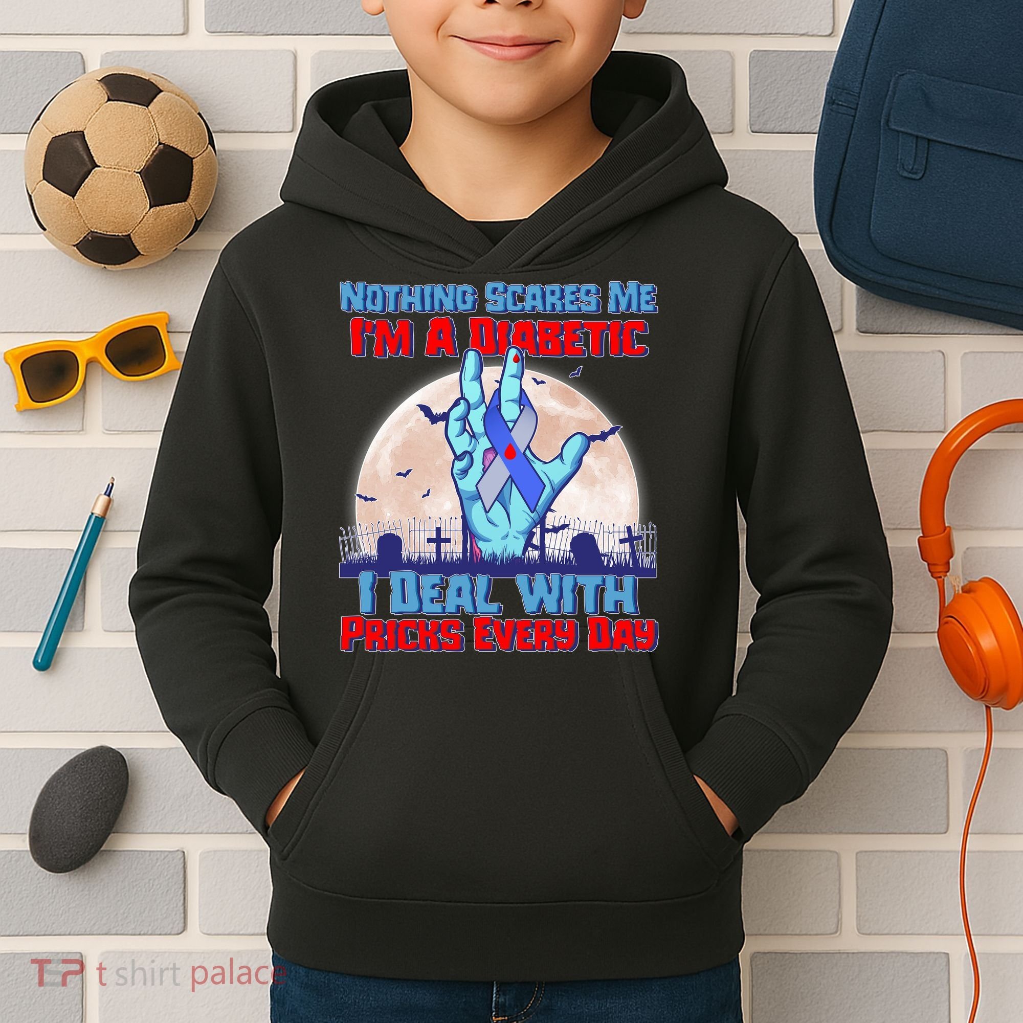 Nothing Scares Me I'm A Diabetic I Deal With Pricks Every Day Kids Hoodie