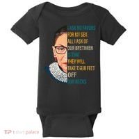 Notorious RBG Ask No Favors Quote Baby Bodysuit thumb 0