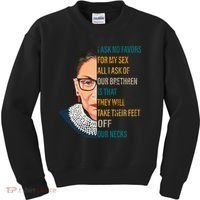 Notorious RBG Ask No Favors Quote Kids Sweatshirt thumb 0