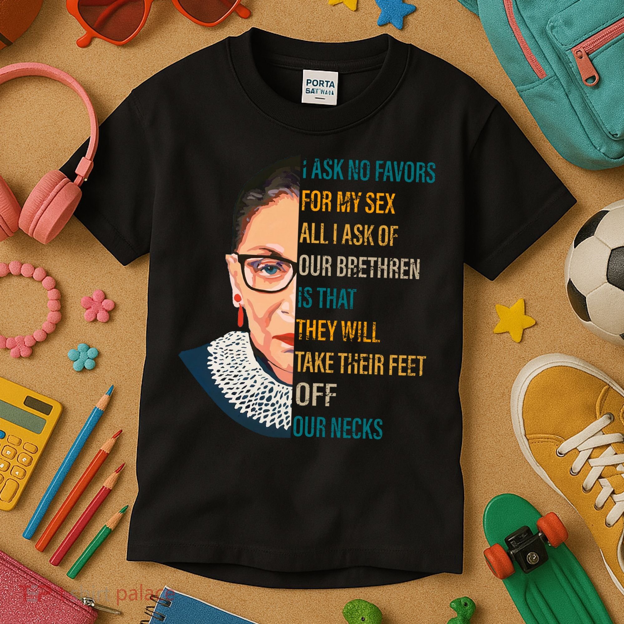 Notorious RBG Ask No Favors Quote Kids T-Shirt