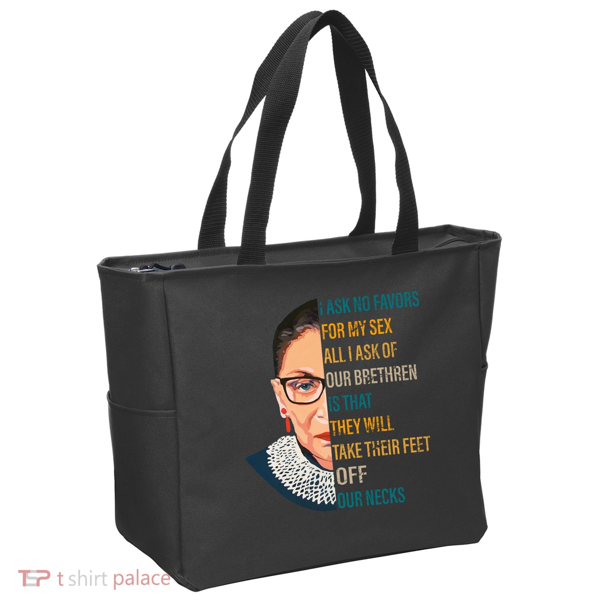 Notorious RBG Ask No Favors Quote Tote Bag