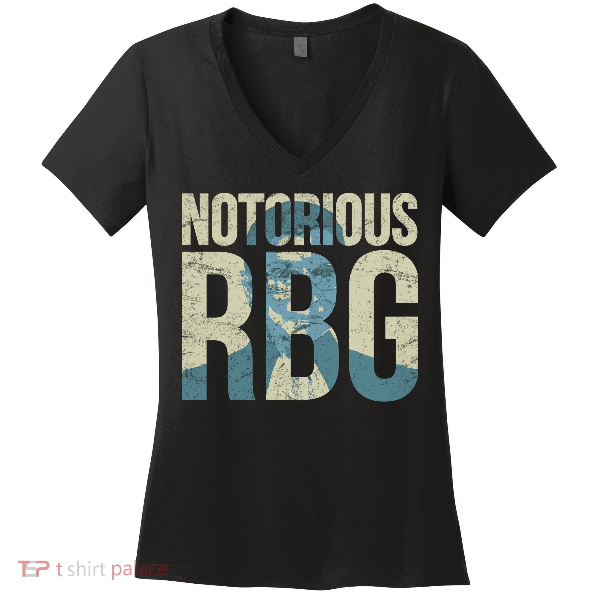 Notorious RBG Blue Logo Women's V-Neck T-Shirt