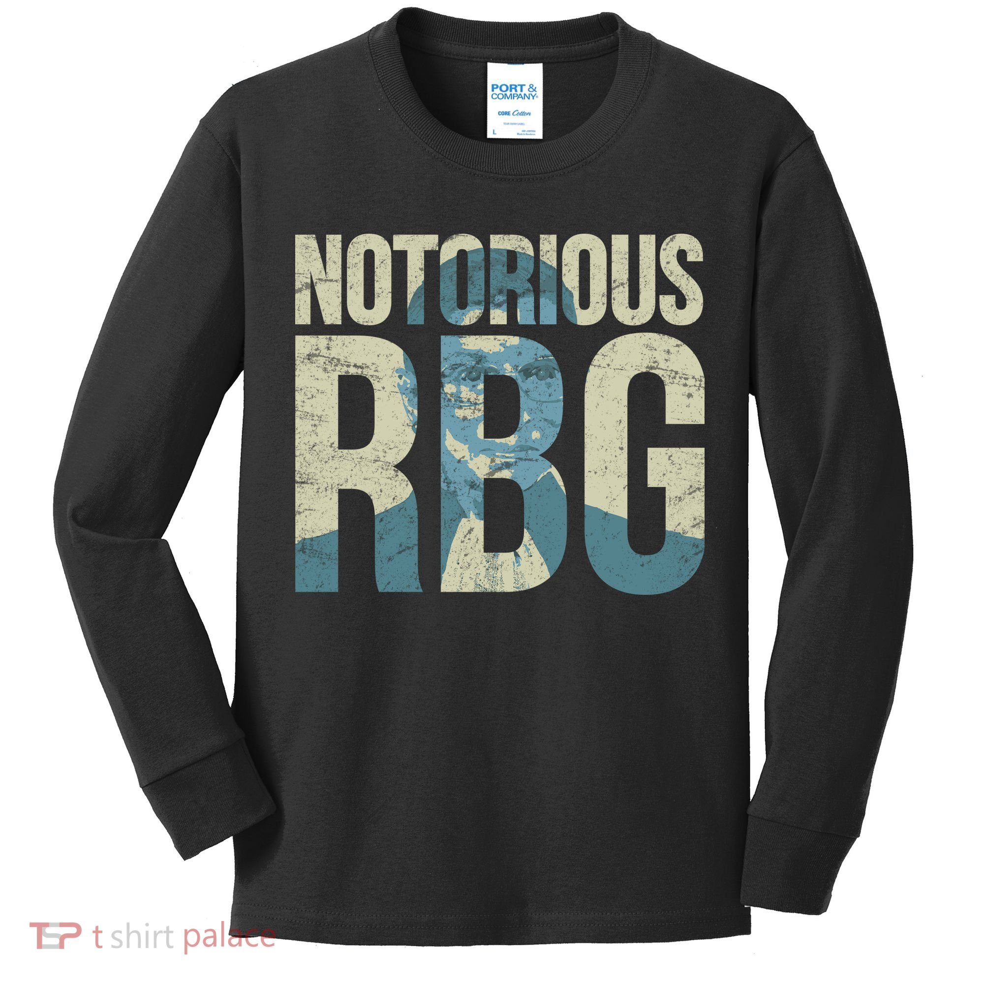 Notorious RBG Blue Logo Kids Long Sleeve Shirt
