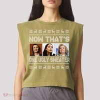 Now That's One Ugly Christmas Sweater Garment-Dyed Women's Muscle Tee thumb 2