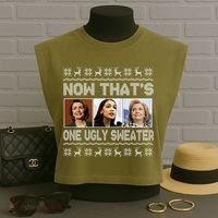 Now That's One Ugly Christmas Sweater Garment-Dyed Women's Muscle Tee thumb 3