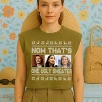Now That's One Ugly Christmas Sweater Garment-Dyed Women's Muscle Tee thumb 4