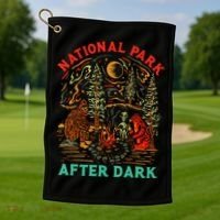 National Park After Dark Funny Golf Towel thumb 1