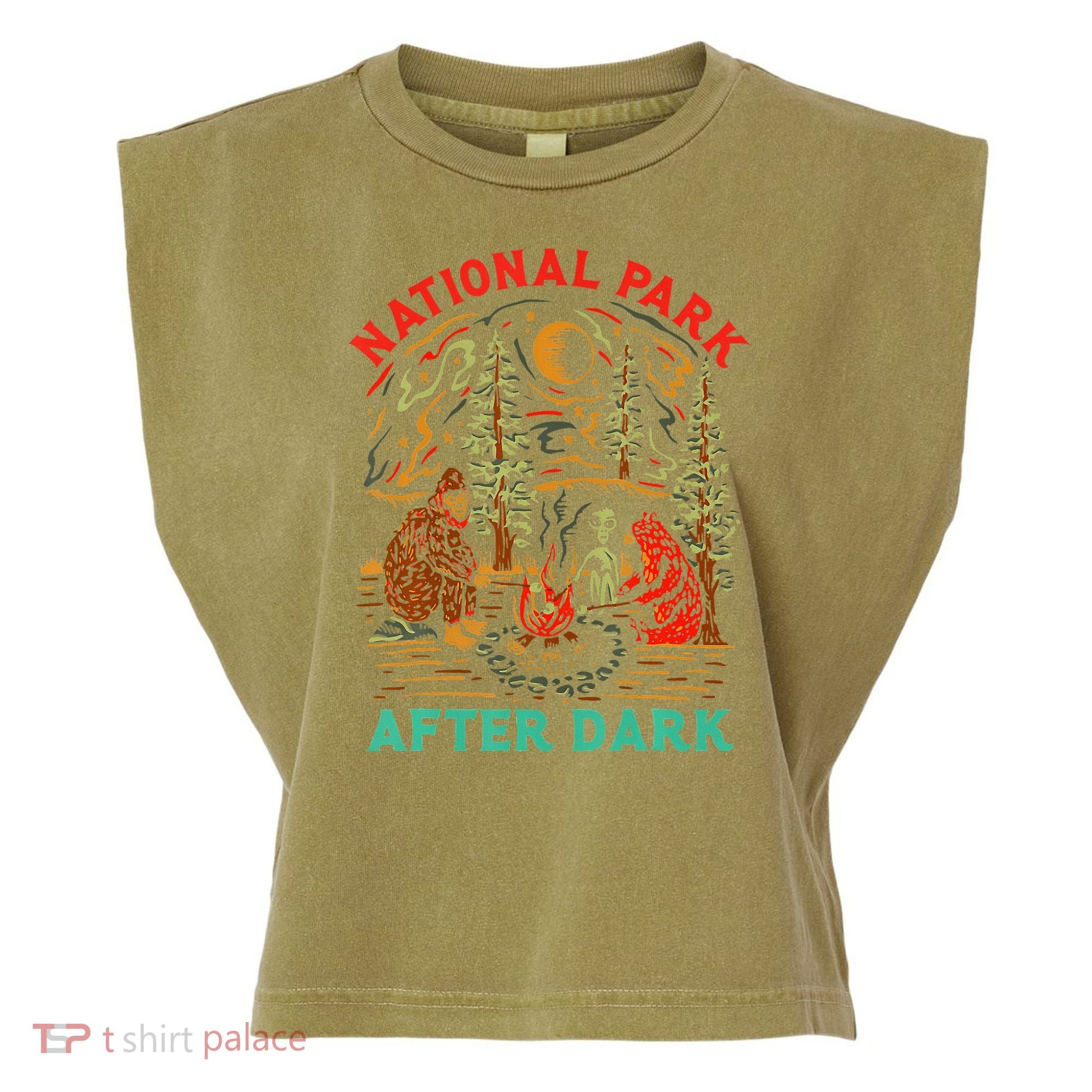 National Park After Dark Funny Garment-Dyed Women's Muscle Tee