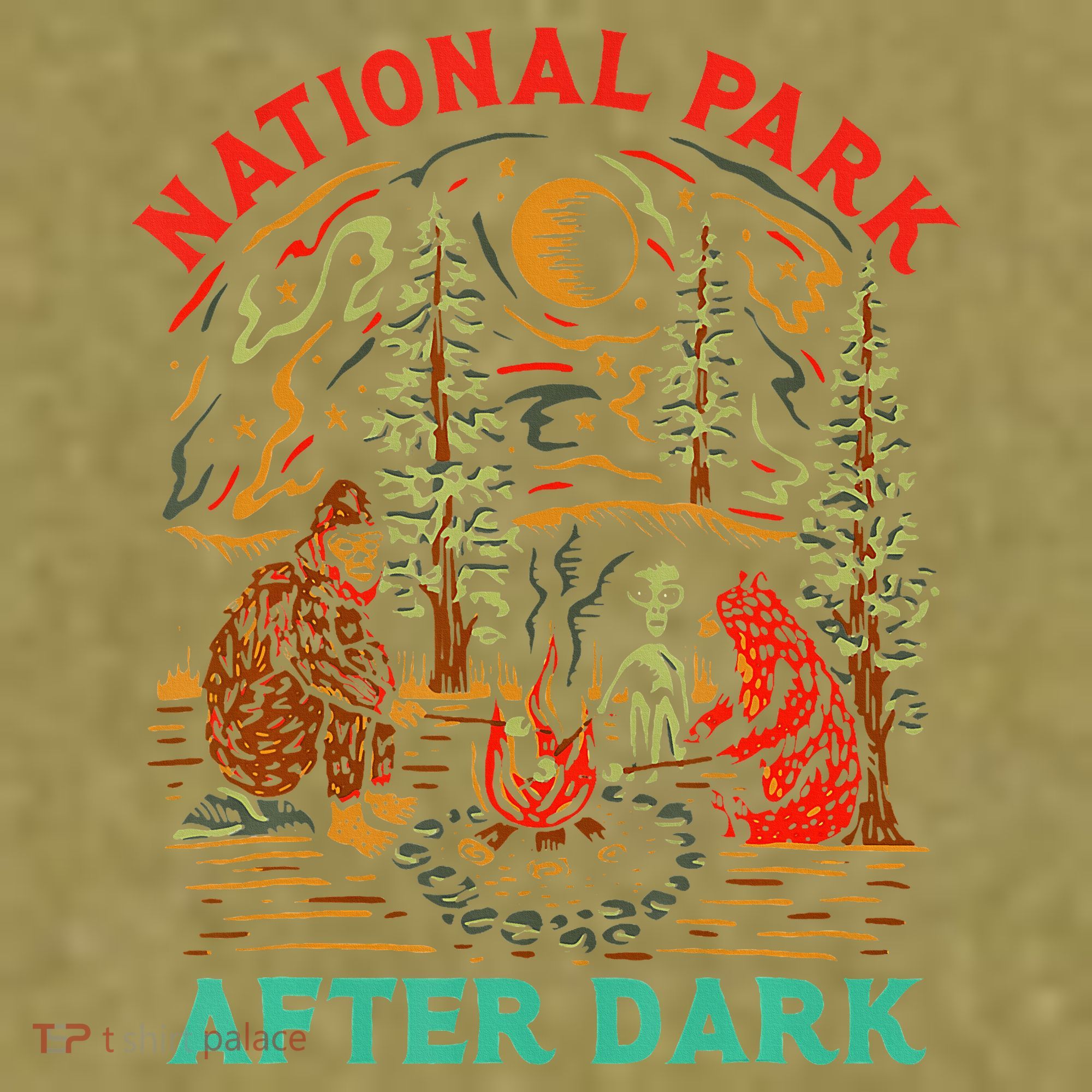National Park After Dark Funny Garment-Dyed Women's Muscle Tee