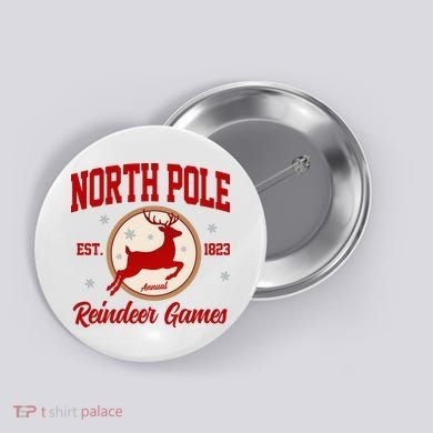 North Pole Annual Reindeer Games Vintage Button