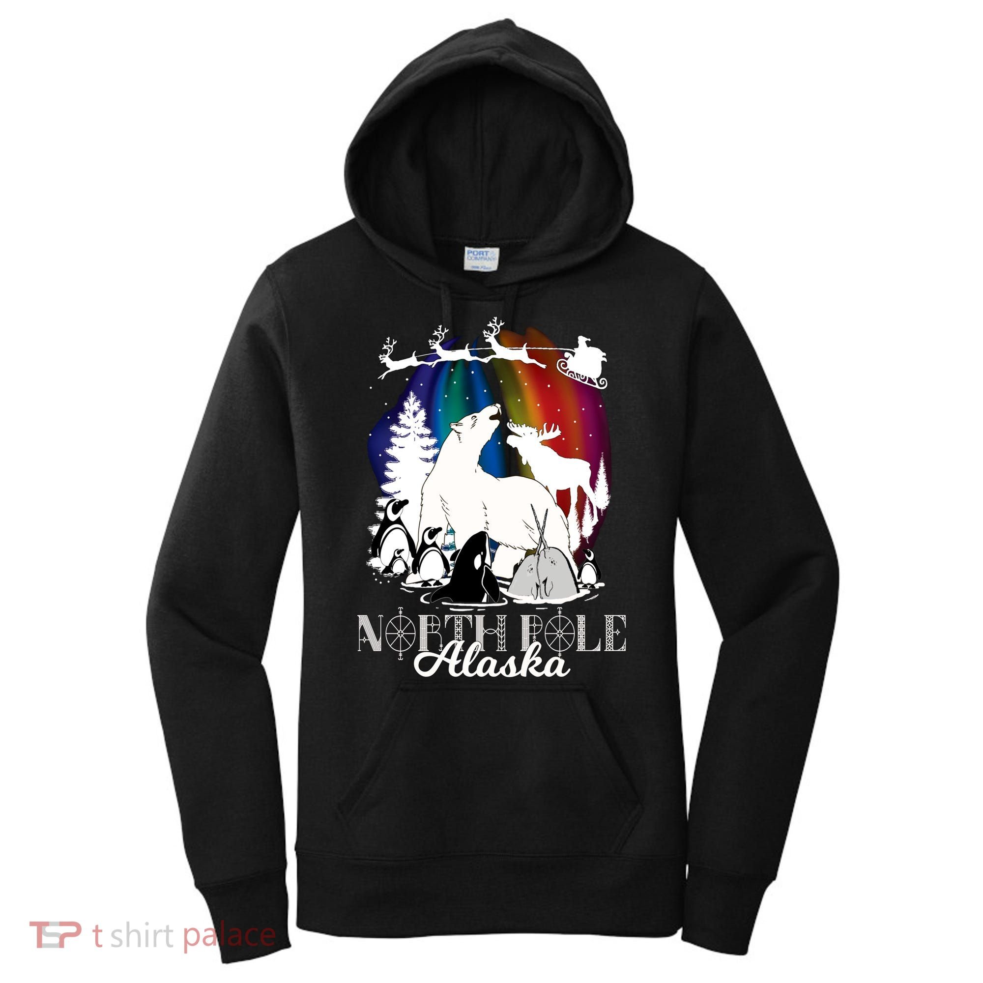 North Pole Alaska Aurora Borealis Christmas Town Souvenir Gift Women's Hoodie