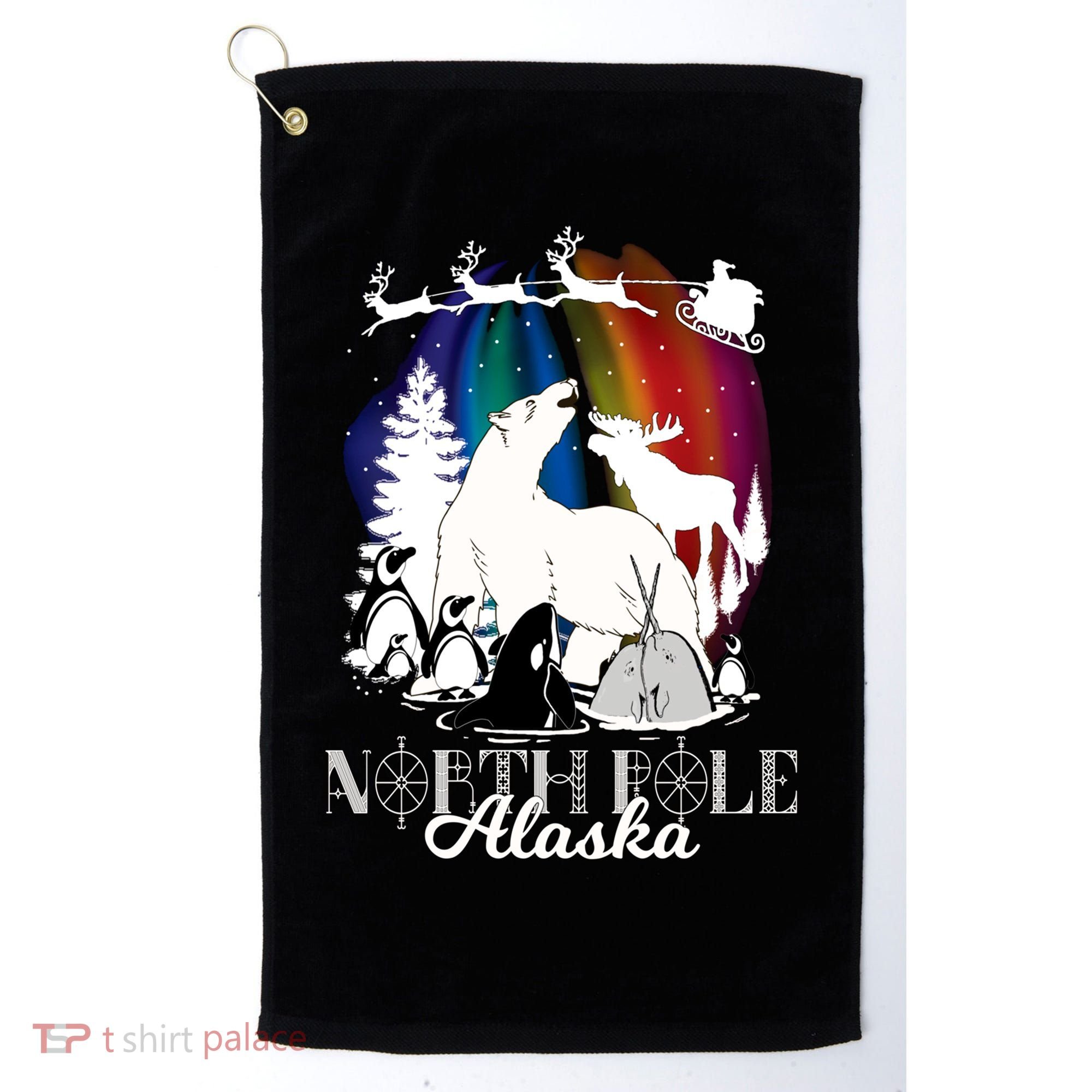 North Pole Alaska Aurora Borealis Christmas Town Souvenir Gift Golf Towel