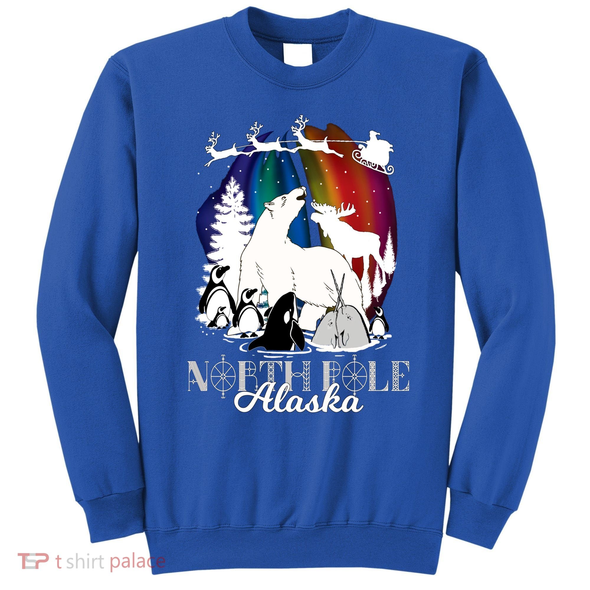 North Pole Alaska Aurora Borealis Christmas Town Souvenir Gift Sweatshirt