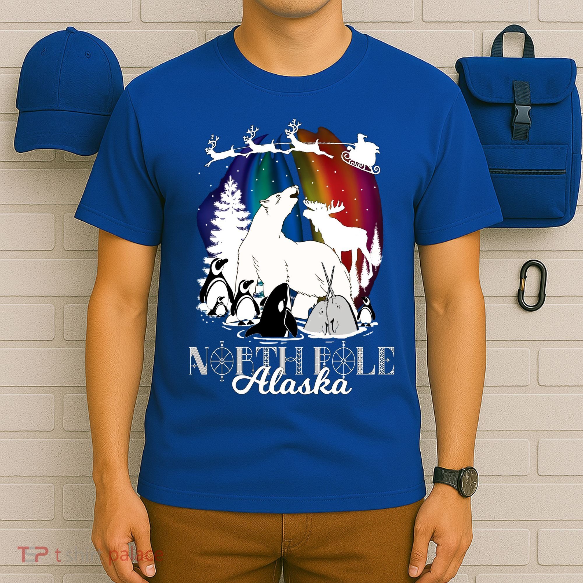 North Pole Alaska Aurora Borealis Christmas Town Souvenir Gift T-Shirt