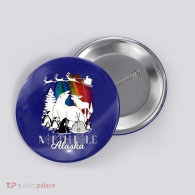 North Pole Alaska Aurora Borealis Christmas Town Souvenir Gift Button