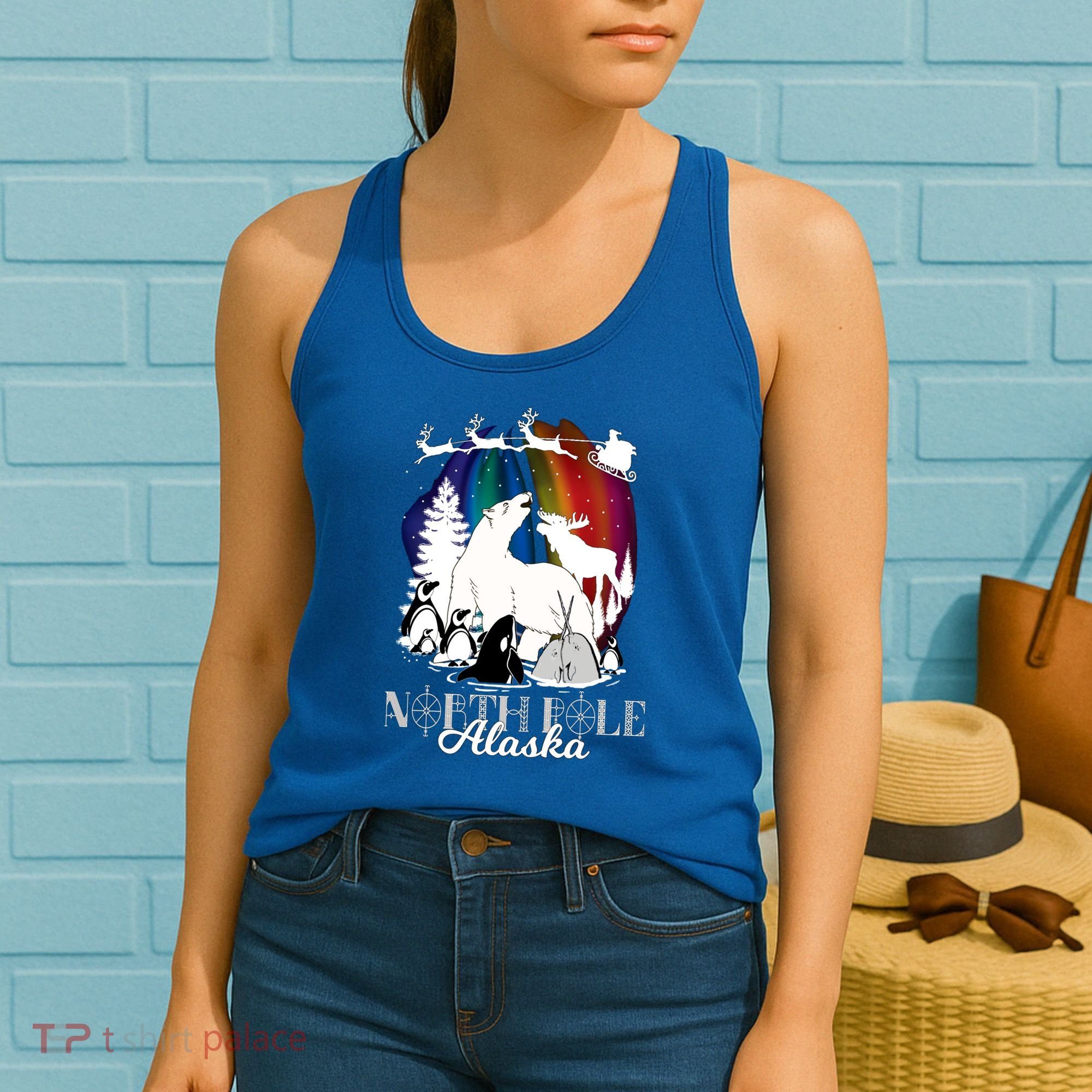 North Pole Alaska Aurora Borealis Christmas Town Souvenir Gift Women's Tank Top