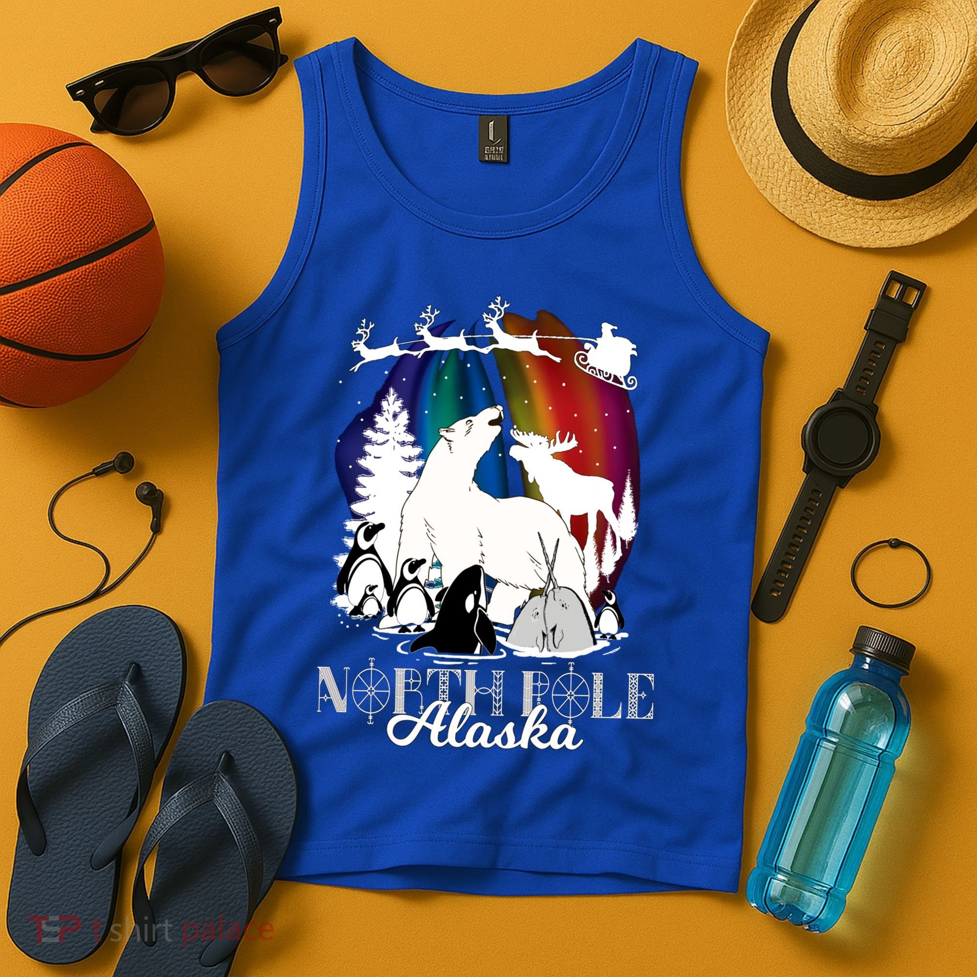 North Pole Alaska Aurora Borealis Christmas Town Souvenir Gift Tank Top
