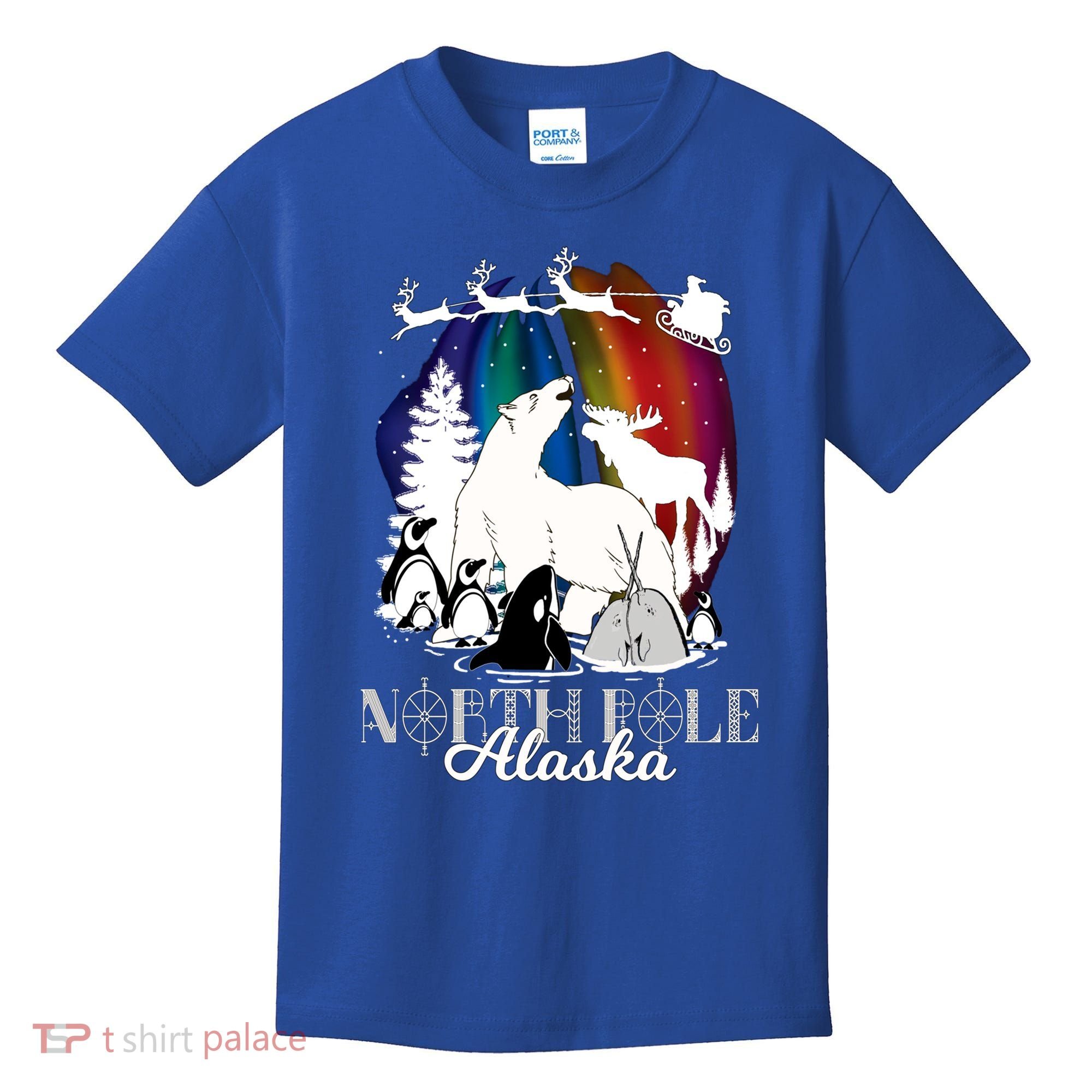 North Pole Alaska Aurora Borealis Christmas Town Souvenir Gift Kids T-Shirt