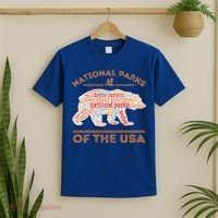 National Parks Bear Hiking Travel Camping Outdoors Retro USA  T-Shirt thumb 2