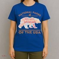 National Parks Bear Hiking Travel Camping Outdoors Retro USA  T-Shirt thumb 4