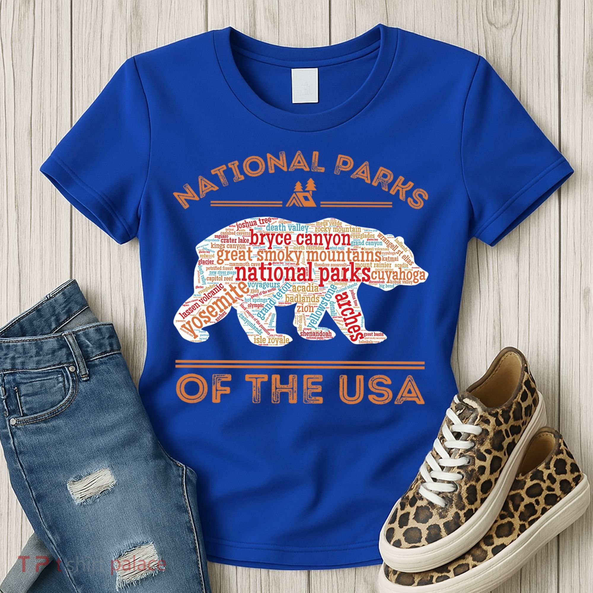 National Parks Bear Hiking Travel Camping Outdoors Retro USA  Women's T-Shirt