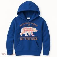 National Parks Bear Hiking Travel Camping Outdoors Retro USA  Kids Hoodie thumb 0