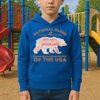 National Parks Bear Hiking Travel Camping Outdoors Retro USA  Kids Hoodie thumb 2