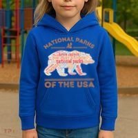 National Parks Bear Hiking Travel Camping Outdoors Retro USA  Kids Hoodie thumb 3