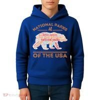 National Parks Bear Hiking Travel Camping Outdoors Retro USA  Kids Hoodie thumb 4