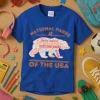 National Parks Bear Hiking Travel Camping Outdoors Retro USA  Kids T-Shirt thumb 3