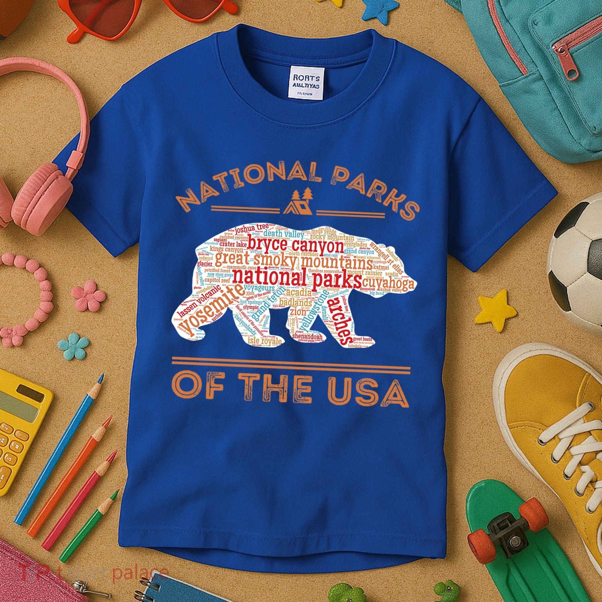 National Parks Bear Hiking Travel Camping Outdoors Retro USA  Kids T-Shirt