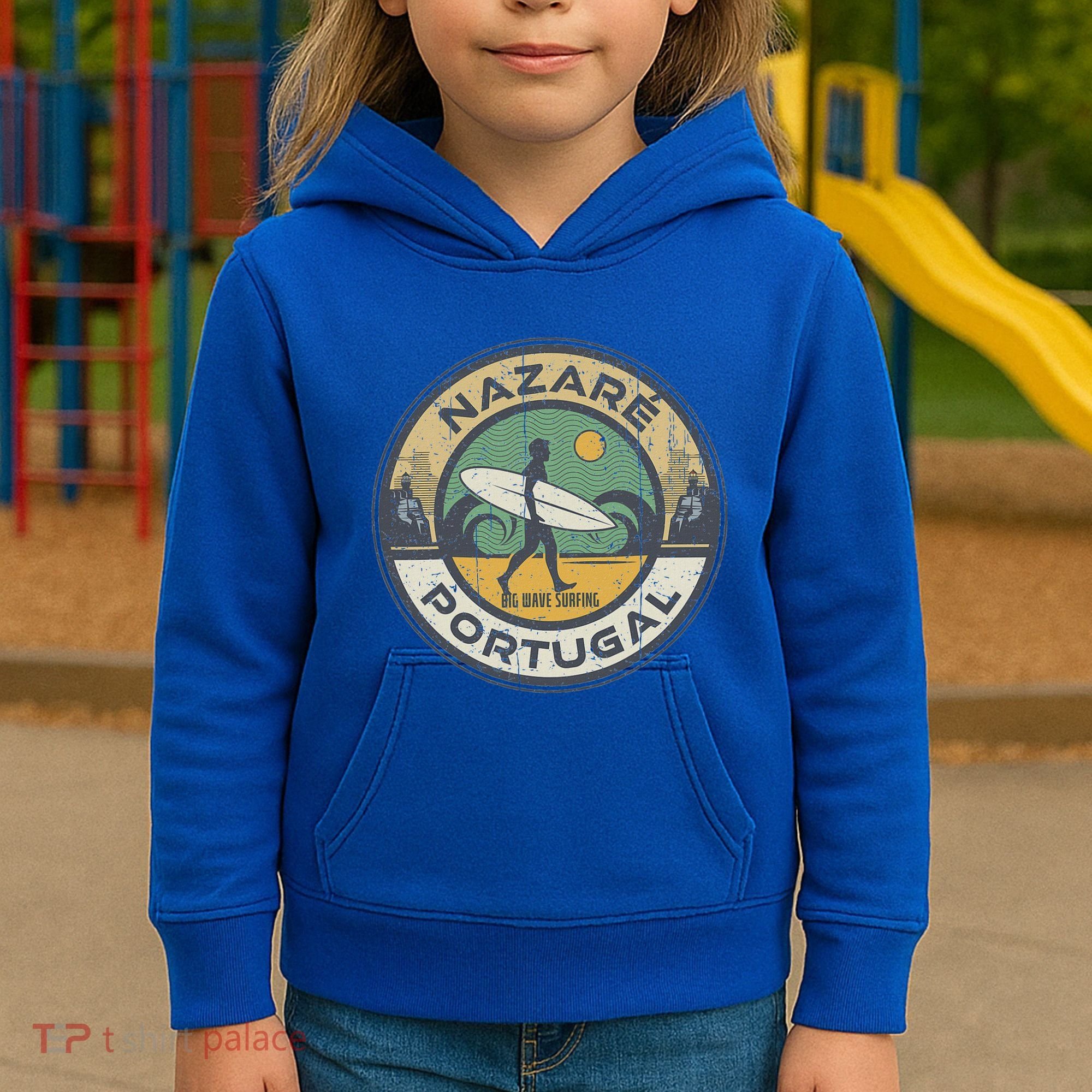 Nazare Portugal Beach Kids Hoodie