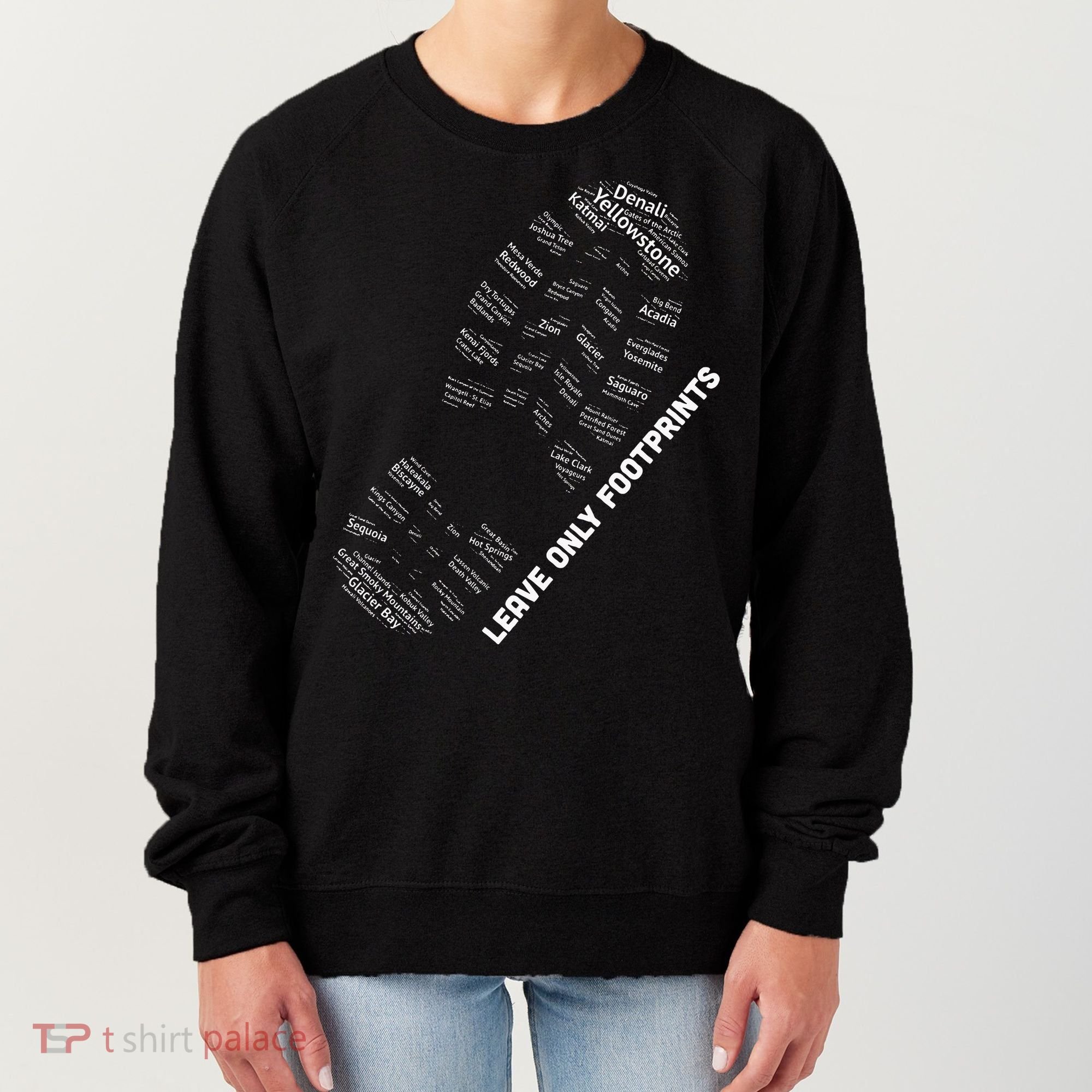 National Parks Boot Print Listing All National Parks Women's Sweatshirt