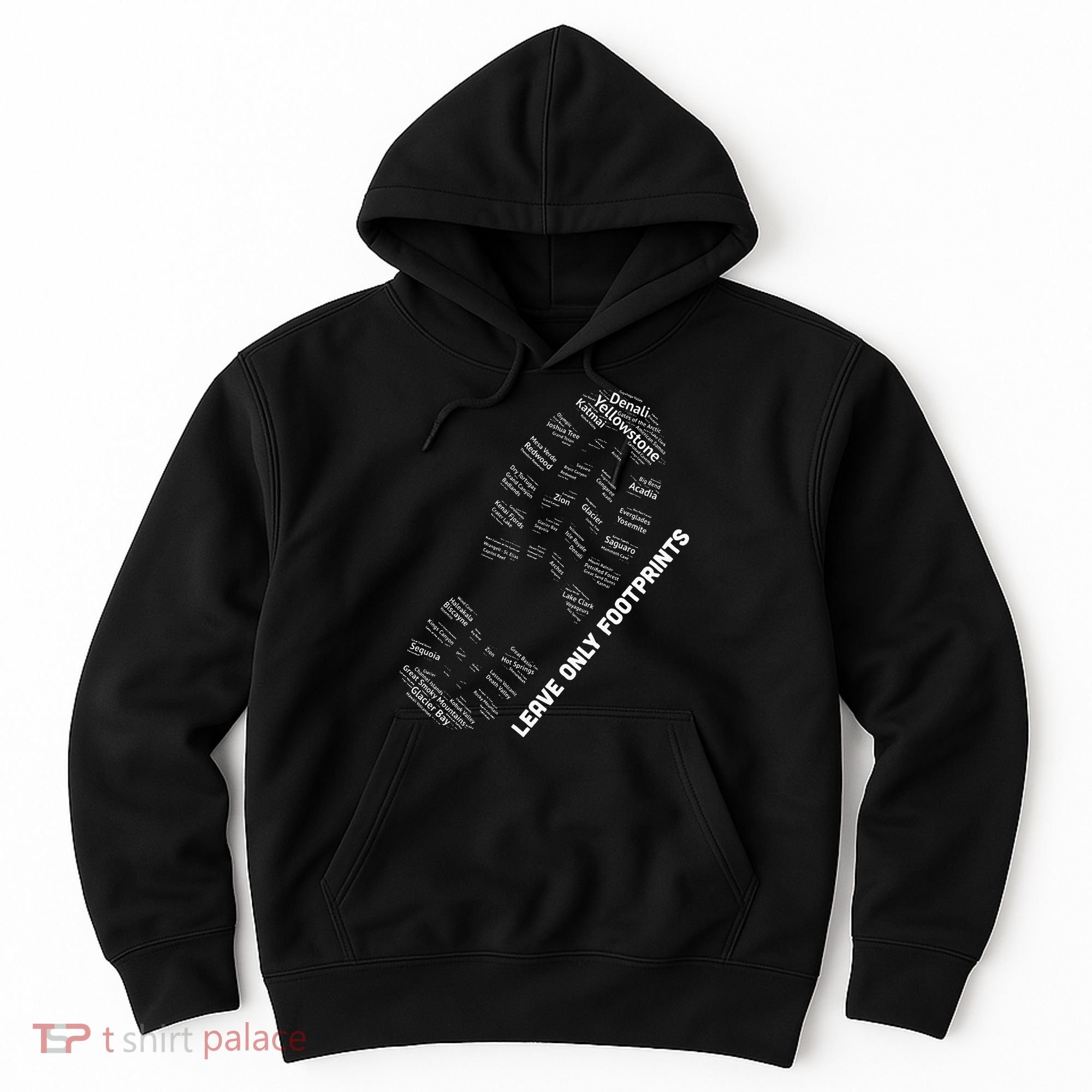 National Parks Boot Print Listing All National Parks Hoodie