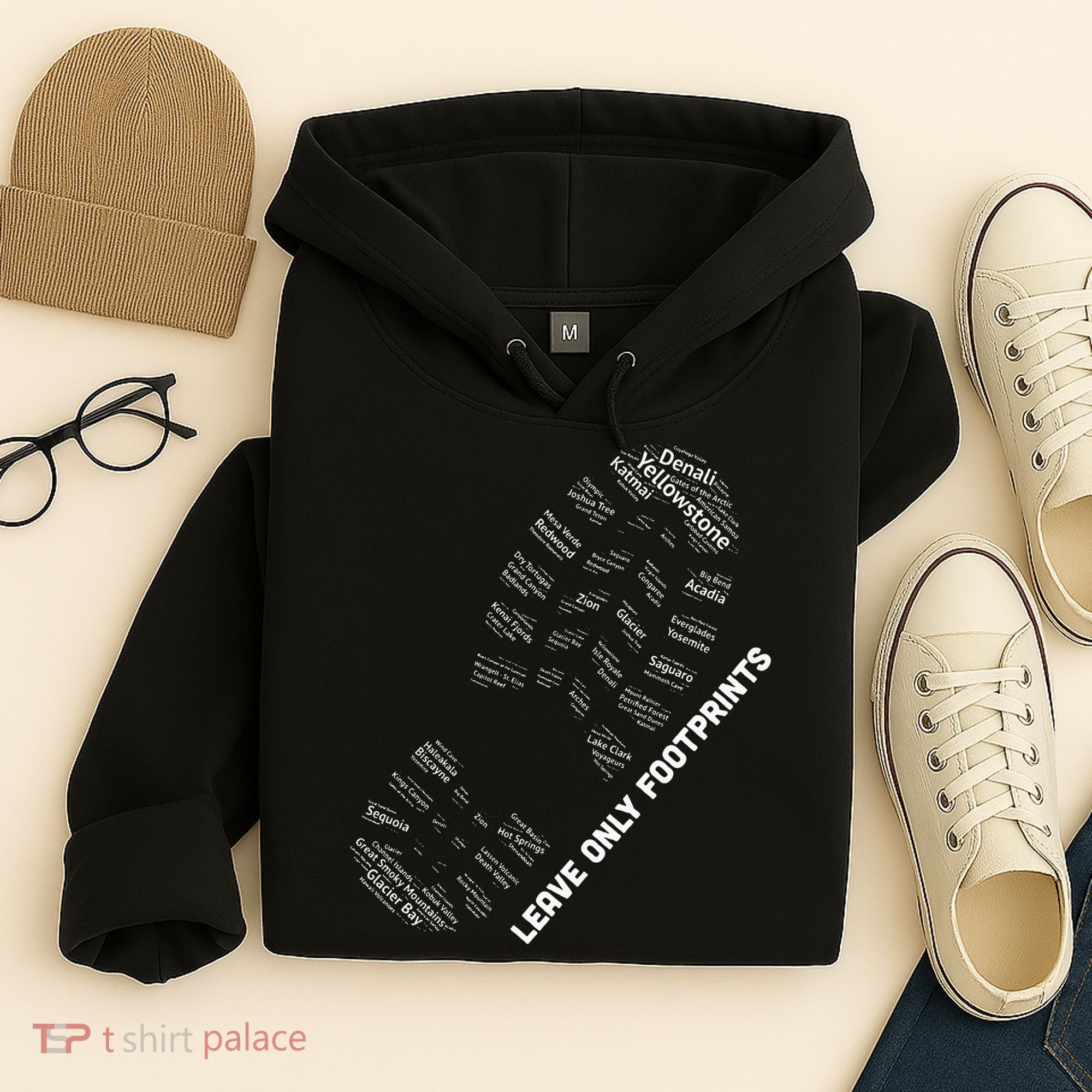 National Parks Boot Print Listing All National Parks Hoodie