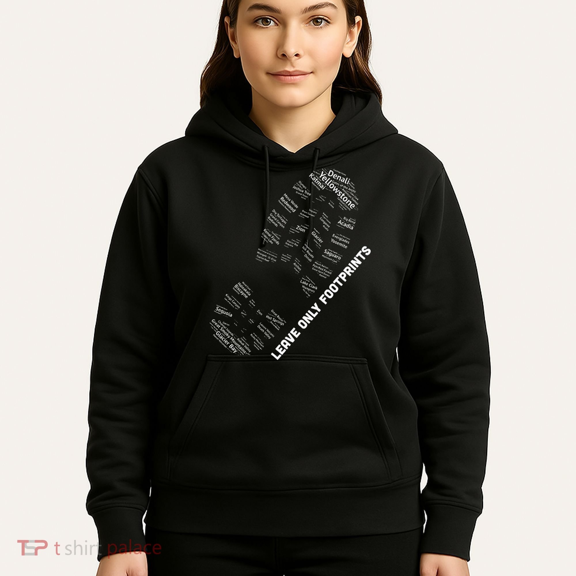 National Parks Boot Print Listing All National Parks Hoodie