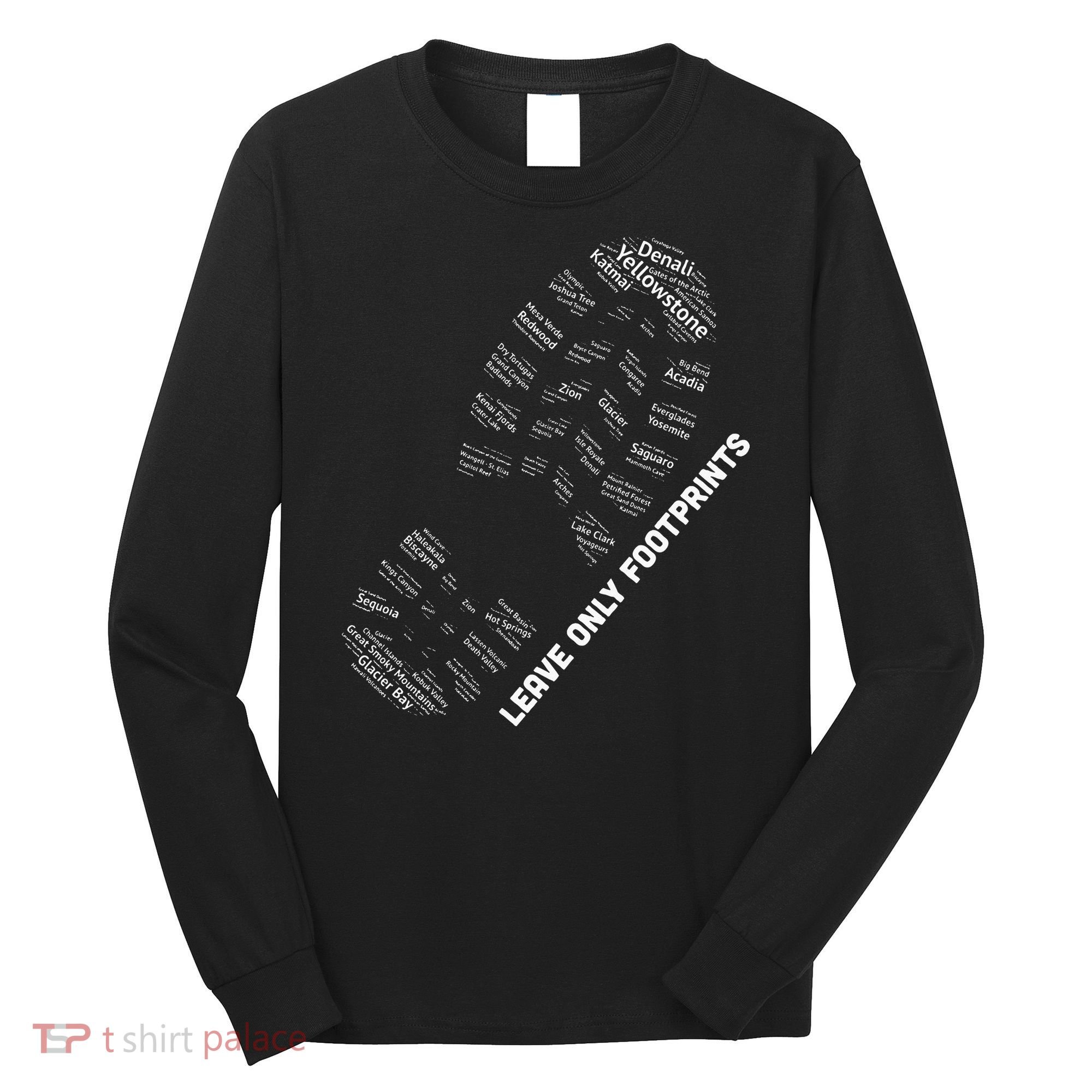National Parks Boot Print Listing All National Parks Long Sleeve Shirt