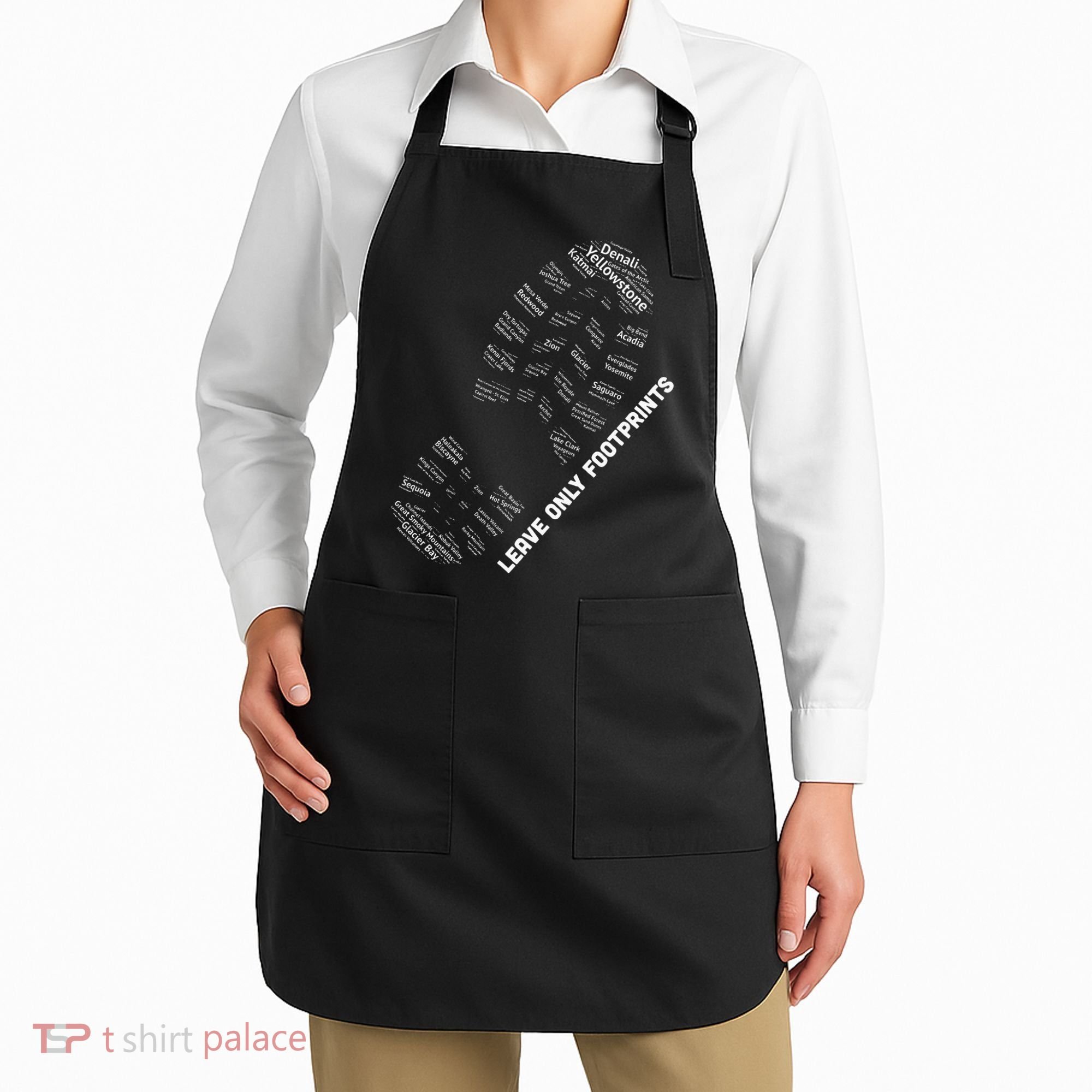 National Parks Boot Print Listing All National Parks Apron