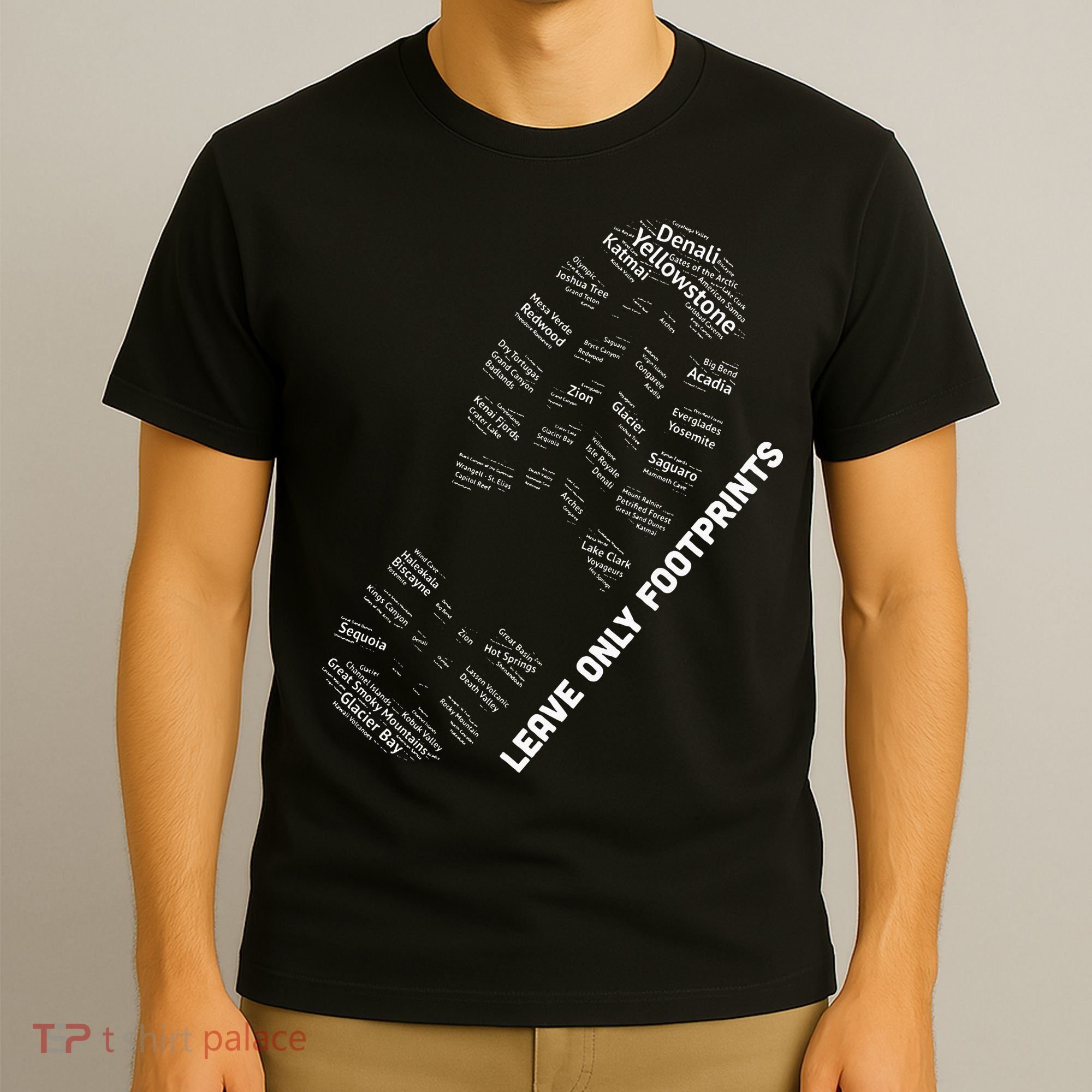 National Parks Boot Print Listing All National Parks T-Shirt