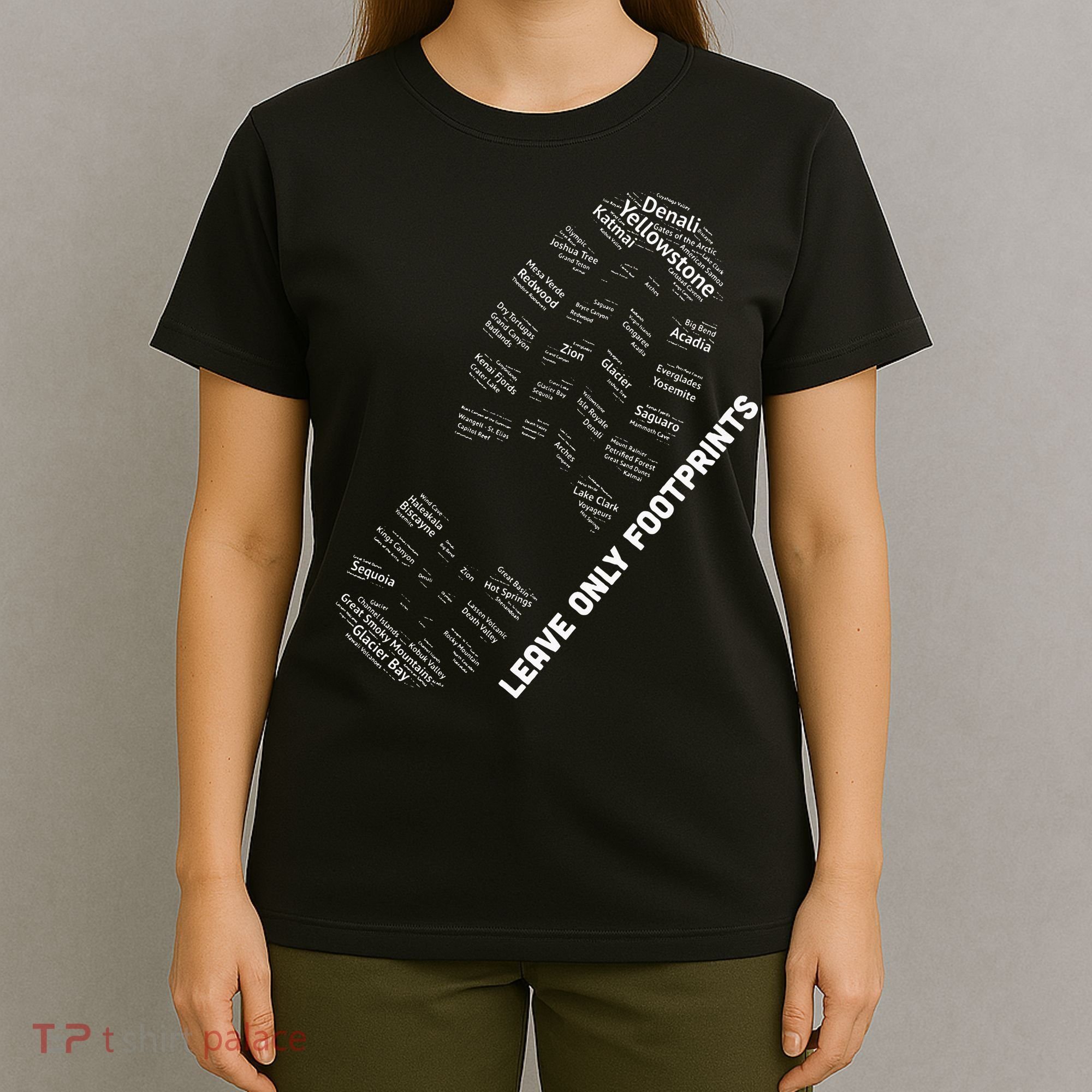 National Parks Boot Print Listing All National Parks T-Shirt