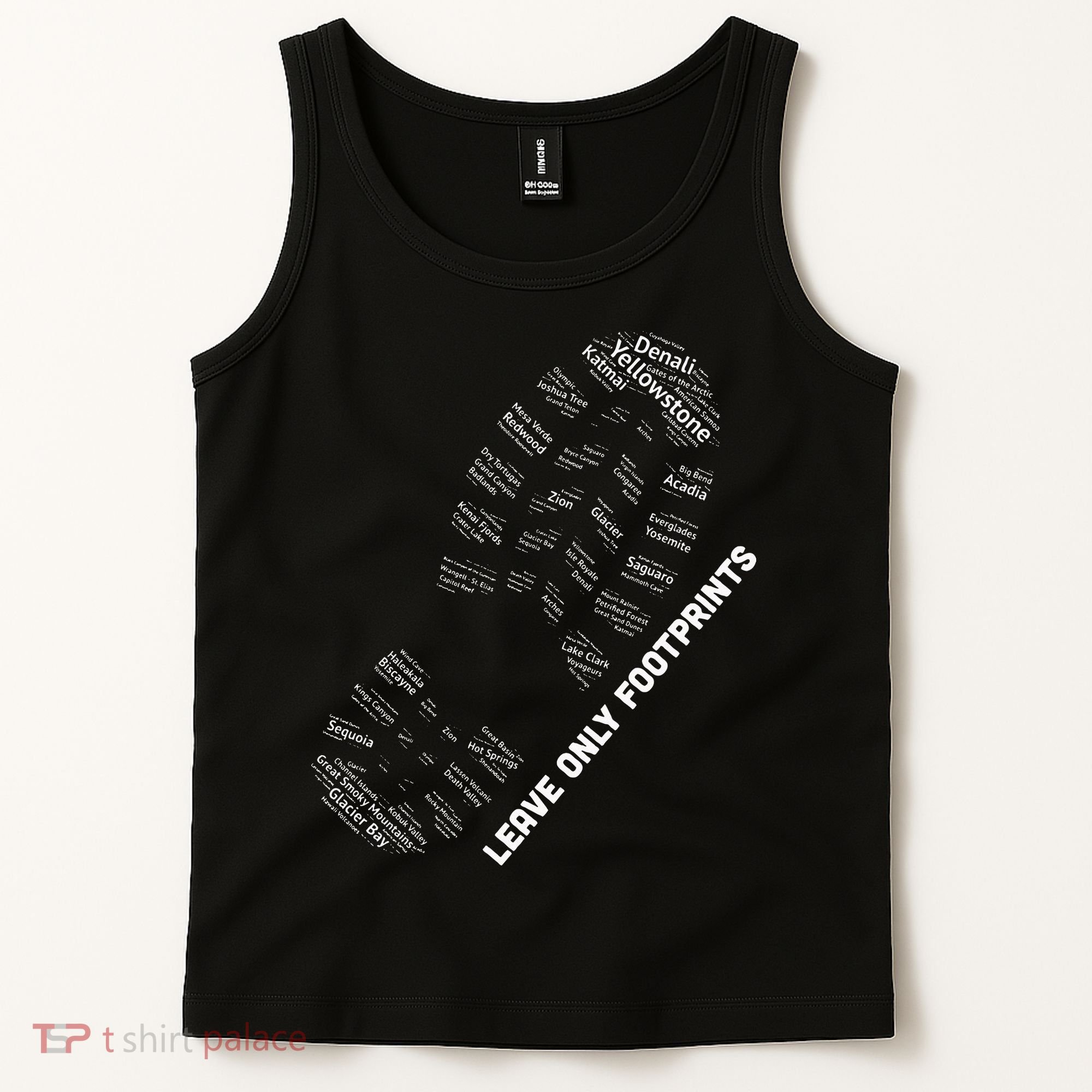 National Parks Boot Print Listing All National Parks Tank Top