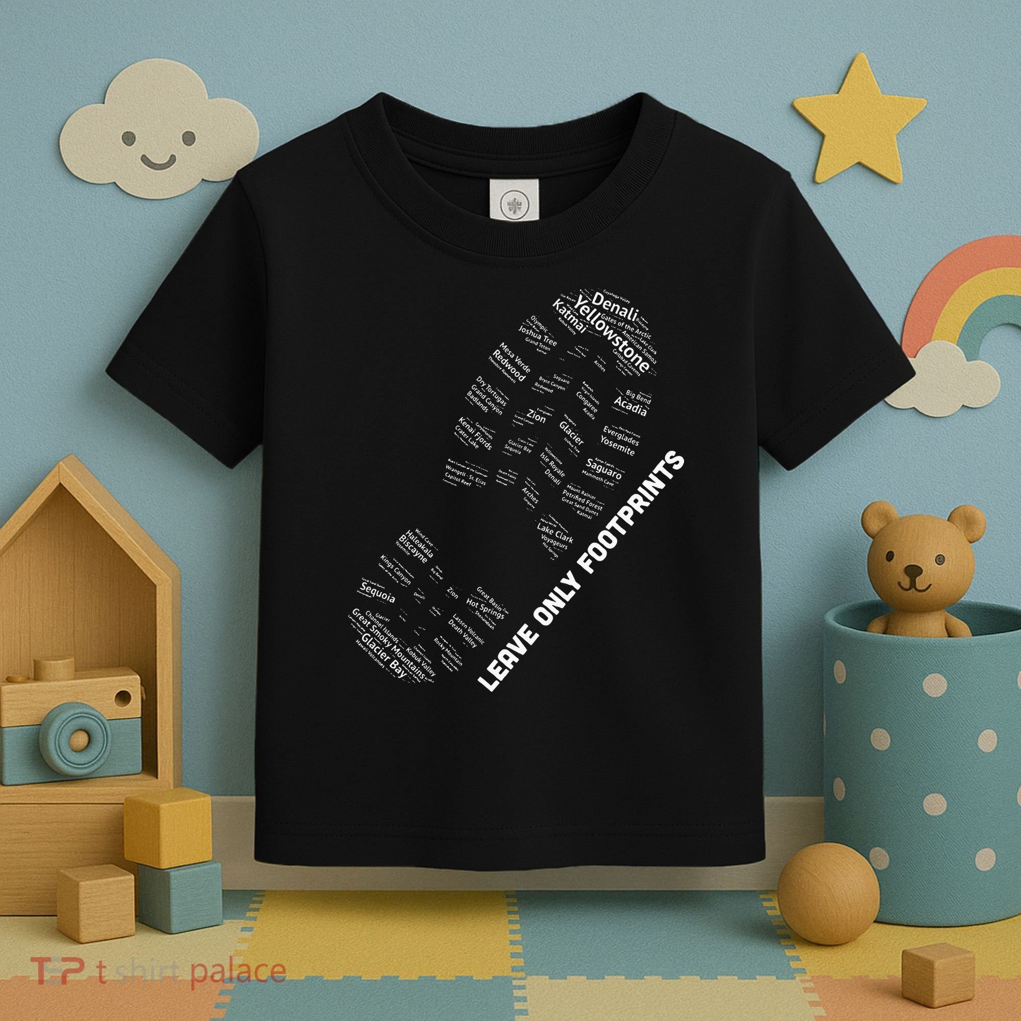 National Parks Boot Print Listing All National Parks Toddler T-Shirt
