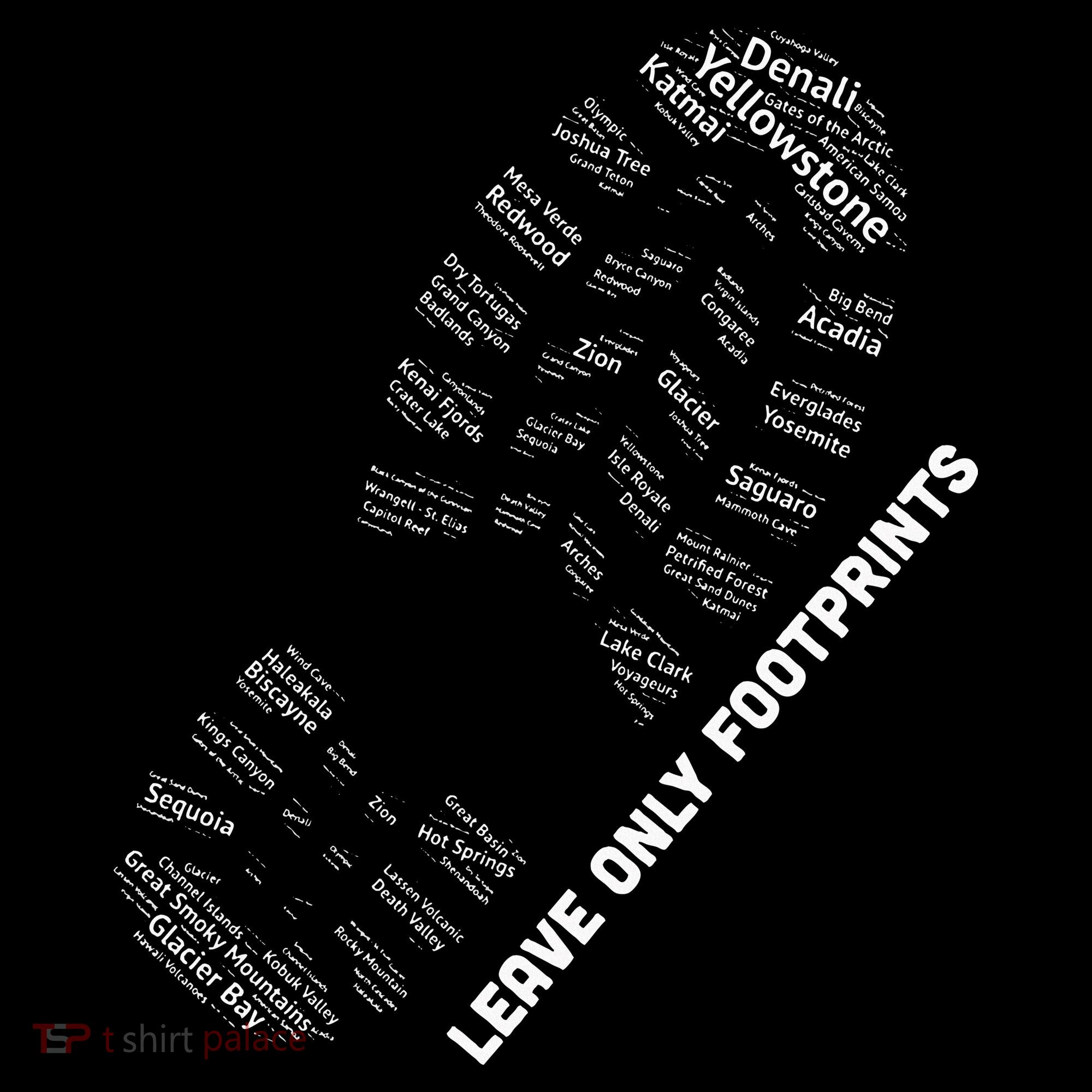 National Parks Boot Print Listing All National Parks Toddler T-Shirt
