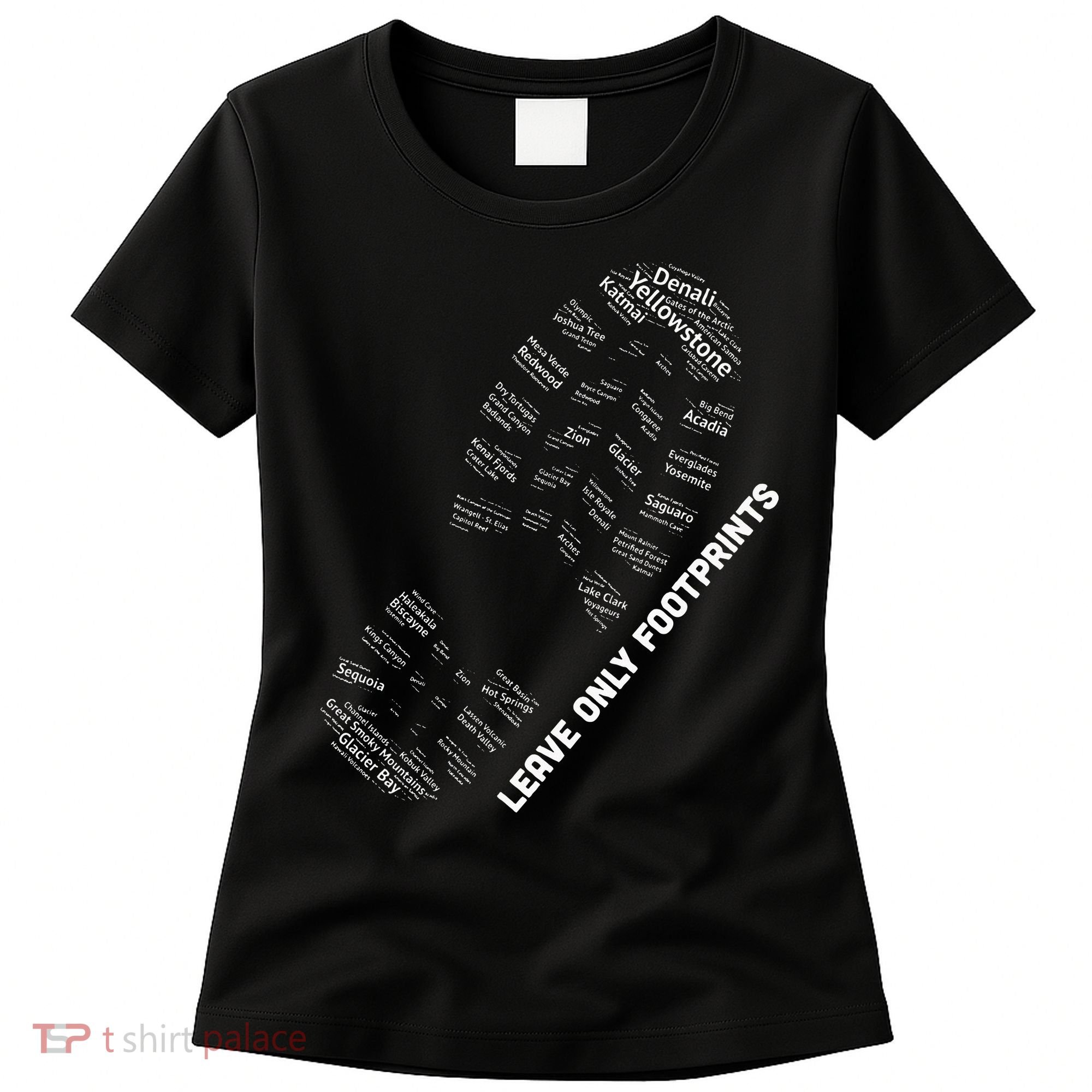 National Parks Boot Print Listing All National Parks Women's T-Shirt