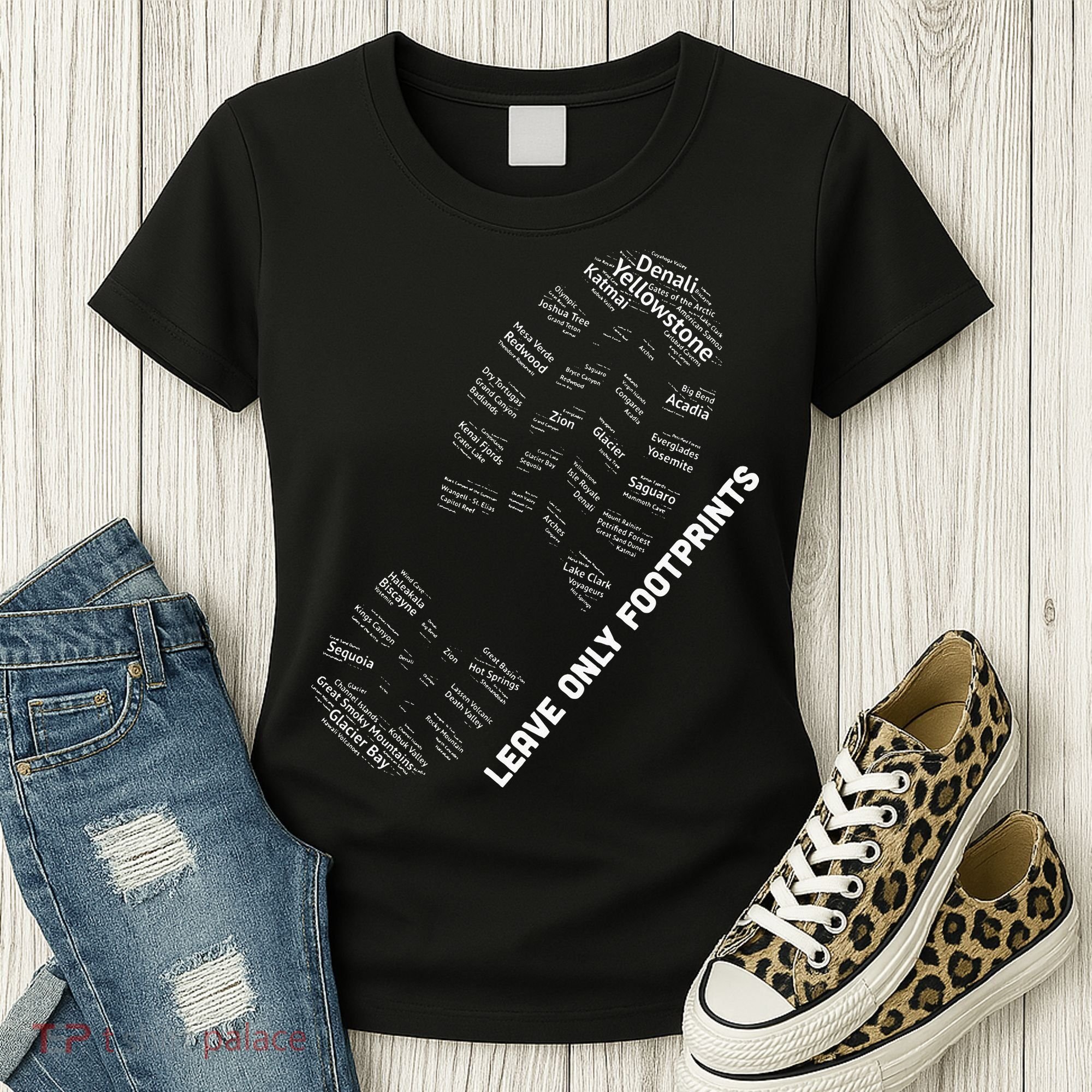 National Parks Boot Print Listing All National Parks Women's T-Shirt