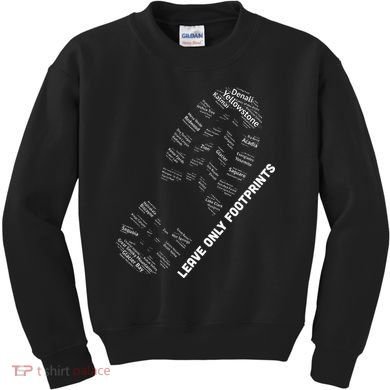 National Parks Boot Print Listing All National Parks Kids Sweatshirt