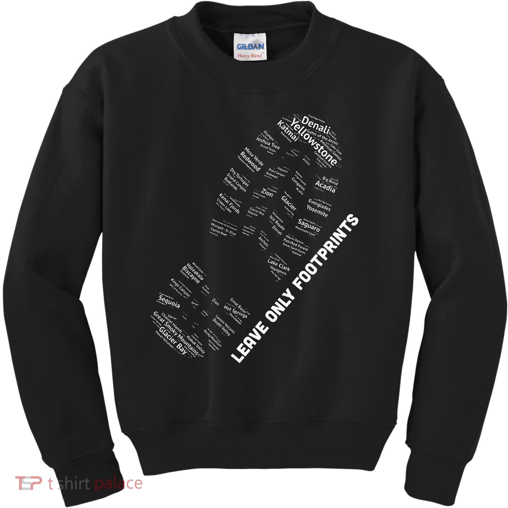 National Parks Boot Print Listing All National Parks Kids Sweatshirt
