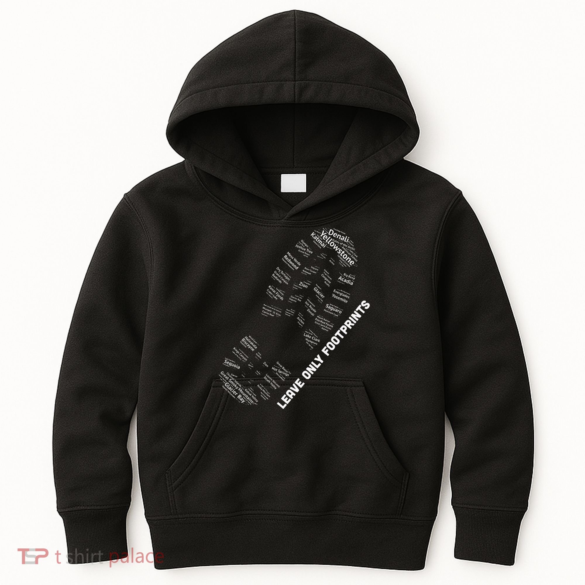 National Parks Boot Print Listing All National Parks Kids Hoodie